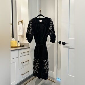 Ciebon Black Puff Sleeve Midi Dress (Plus Size)